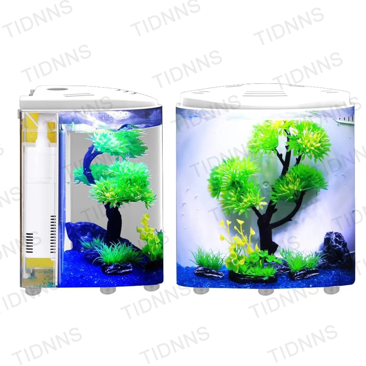 Desktop Small Fish Tank Living Room Household Lazy Mini Acrylic Goldfish Aquarium with Led Light and Filter Pump