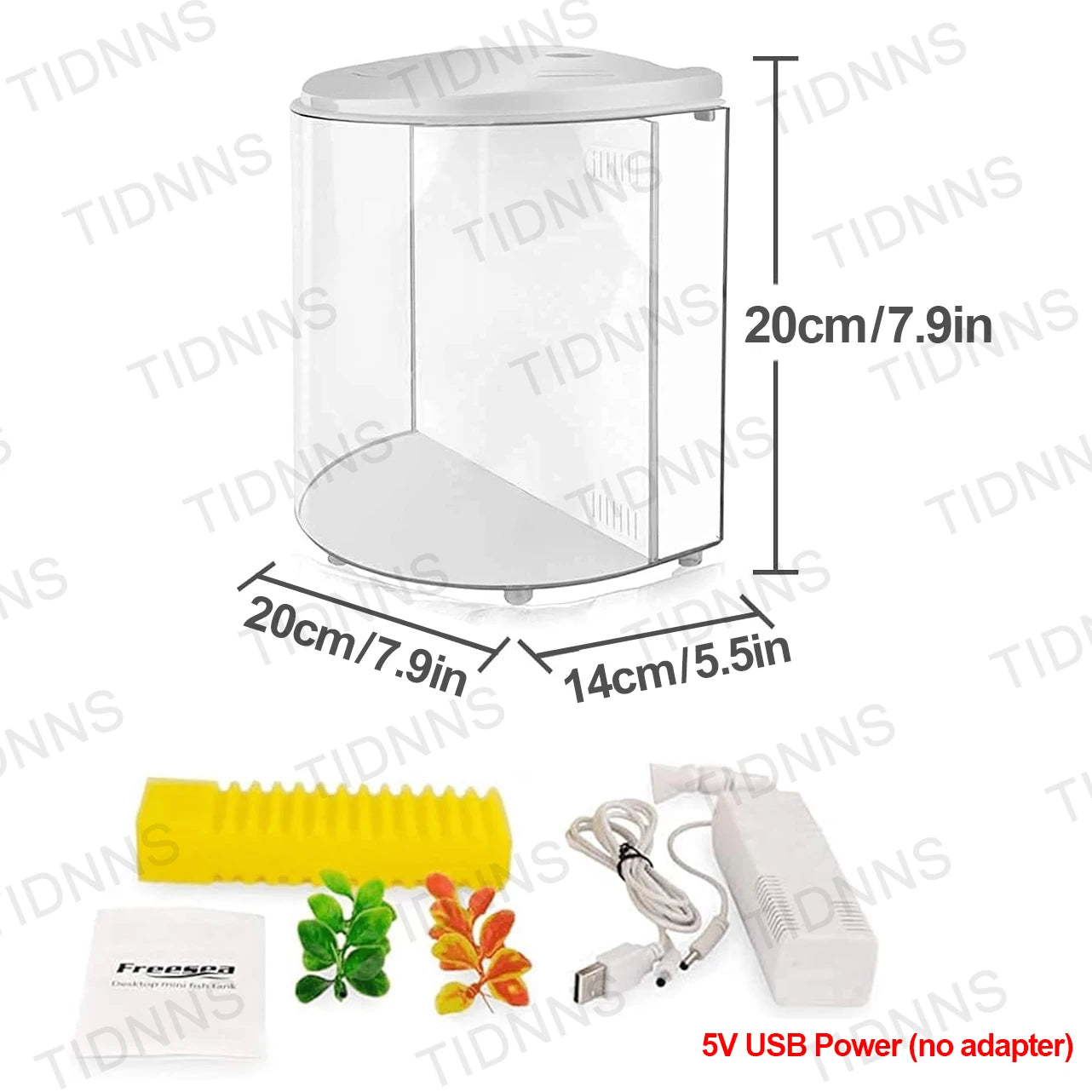 Desktop Small Fish Tank Living Room Household Lazy Mini Acrylic Goldfish Aquarium with Led Light and Filter Pump
