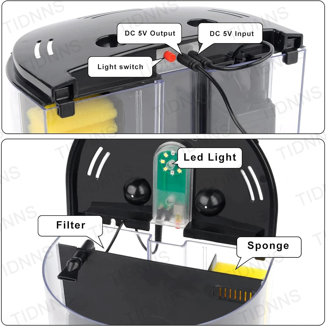 Desktop Small Fish Tank Living Room Household Lazy Mini Acrylic Goldfish Aquarium with Led Light and Filter Pump
