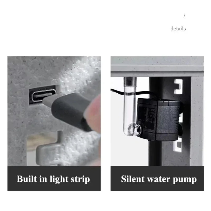Small Aquarium Creative Imitation Stone Landscaping Fish Tank with Filter Silent Water Pump Home Aquarium Supplies Accessories