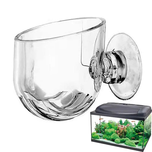 Acrylic Aquatic Plant Cup Aquarium Fish Tank Glass Plant Pot with Suction Holder Feeding Container Stand for Aquarium Lanscape