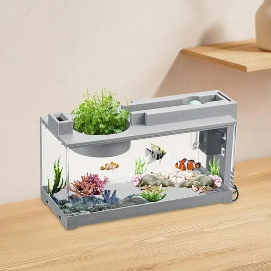 Small Aquarium Creative Imitation Stone Landscaping Fish Tank with Filter Silent Water Pump Home Aquarium Supplies Accessories