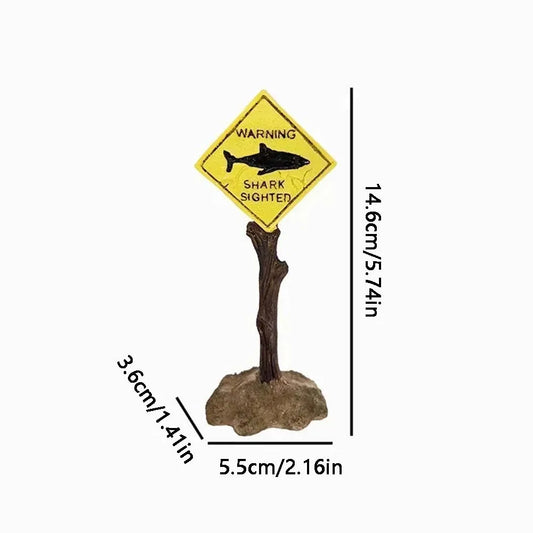 1PC Aquarium Landscape Decoration, Yellow Shark Warning Sign, Fun Aquarium Landscape Decoration