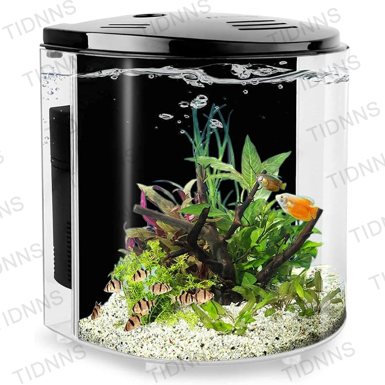 Desktop Small Fish Tank Living Room Household Lazy Mini Acrylic Goldfish Aquarium with Led Light and Filter Pump