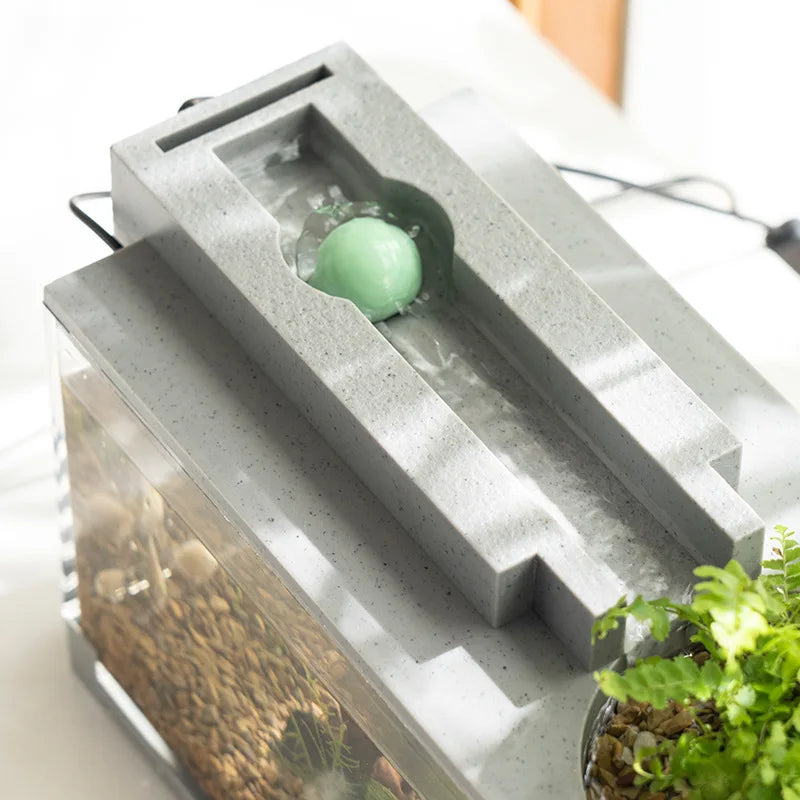 Small Aquarium Creative Imitation Stone Landscaping Fish Tank with Filter Silent Water Pump Home Aquarium Supplies Accessories